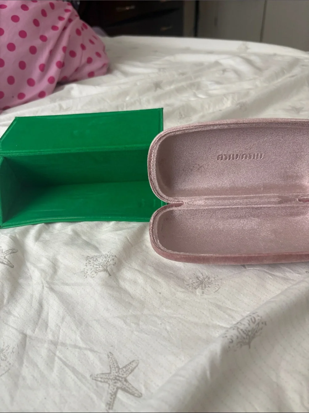 Bottega and mui mui glasses case